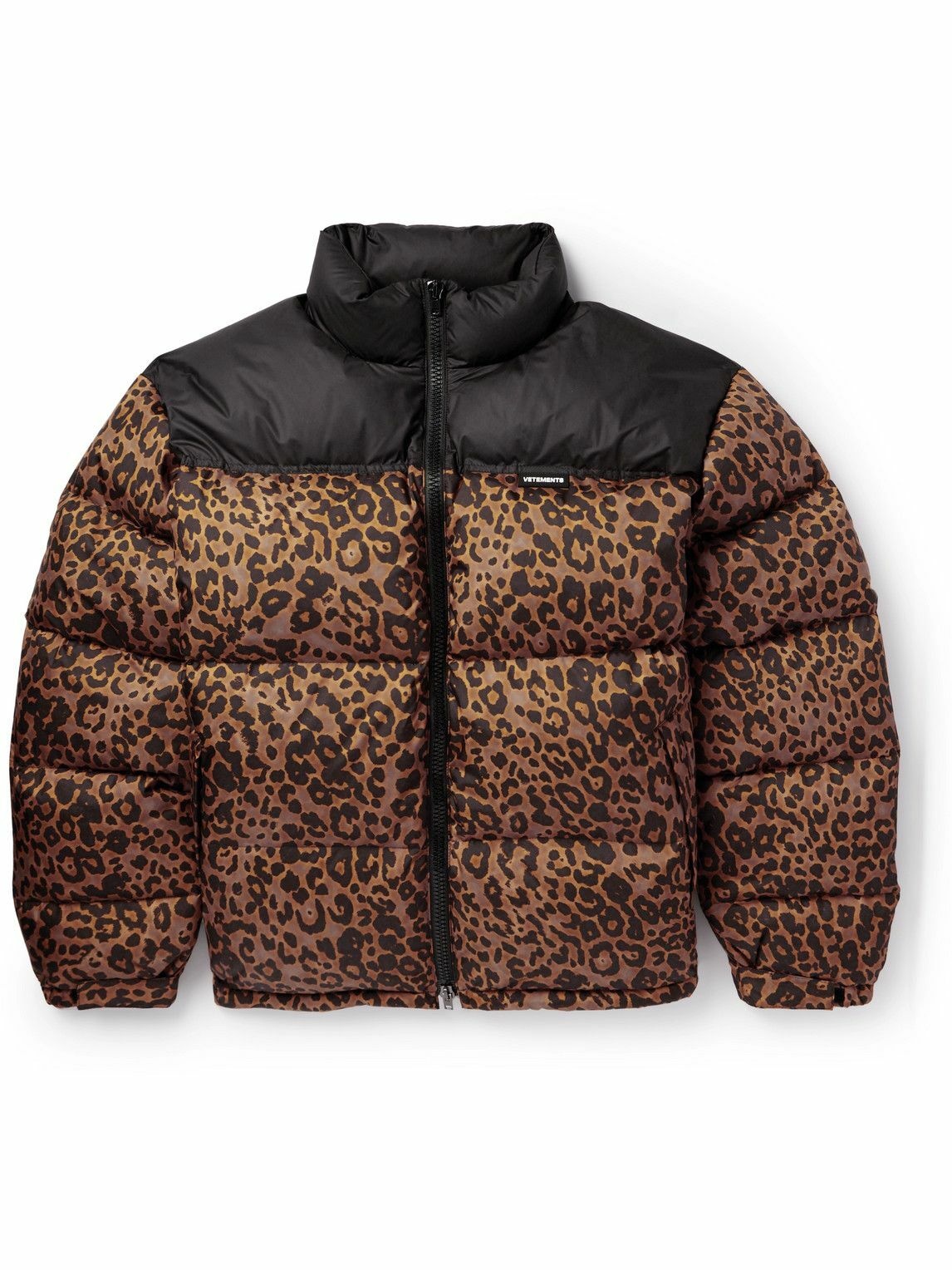 VETEMENTS - Logo-Appliquéd Leopard-Print Shell Down Jacket - Brown ...