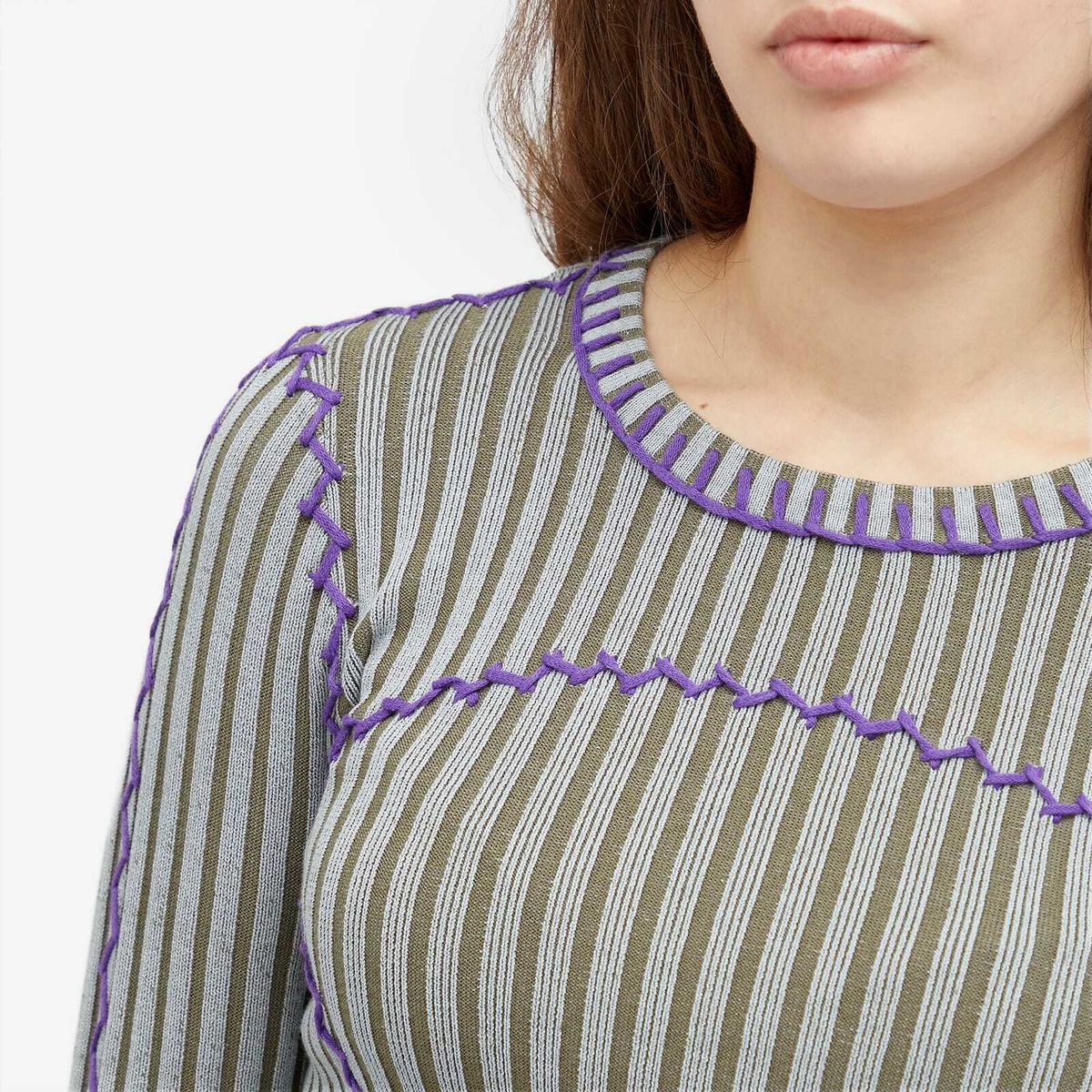 Brain Dead Women's Mariel Sport Knit Long Sleeve Top in Rain