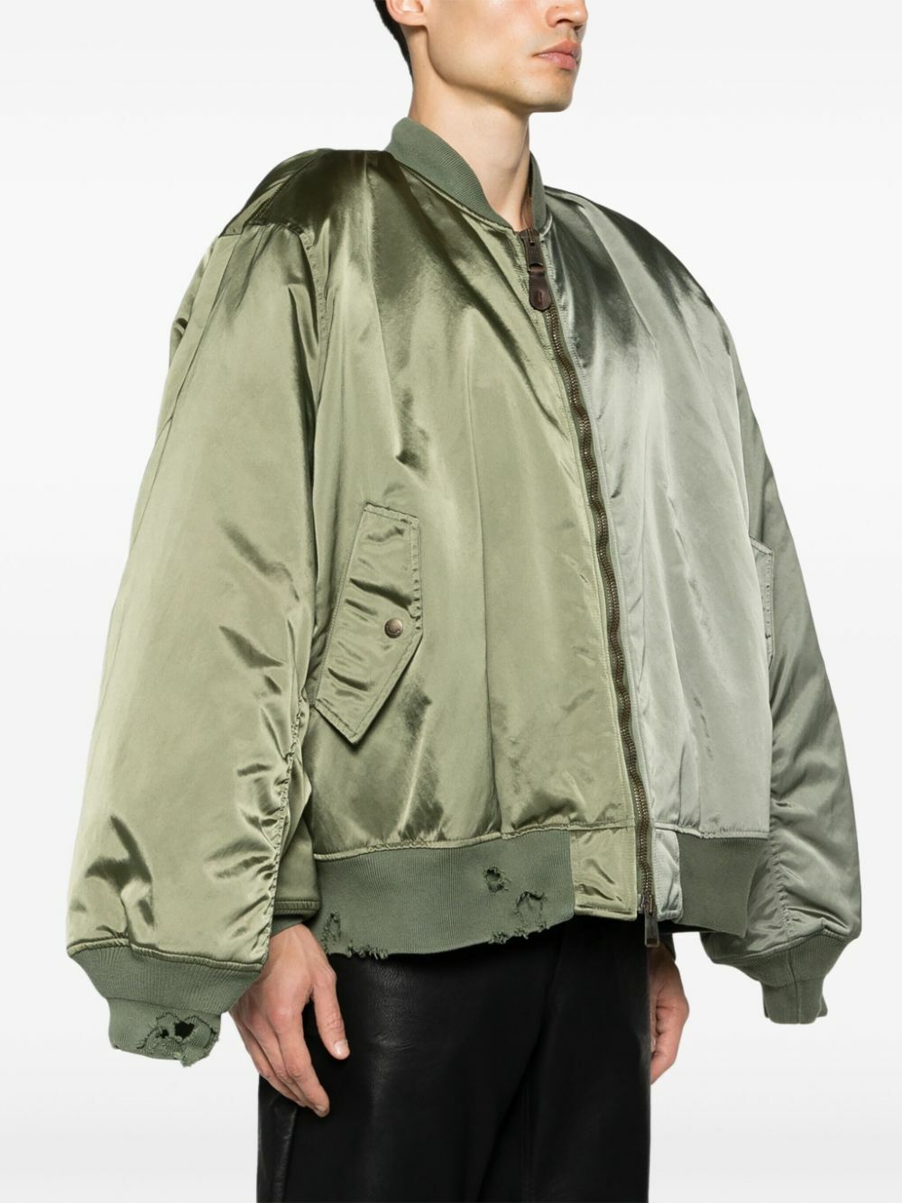 Balenciaga Green Double-Sleeves Bomber Jacket
