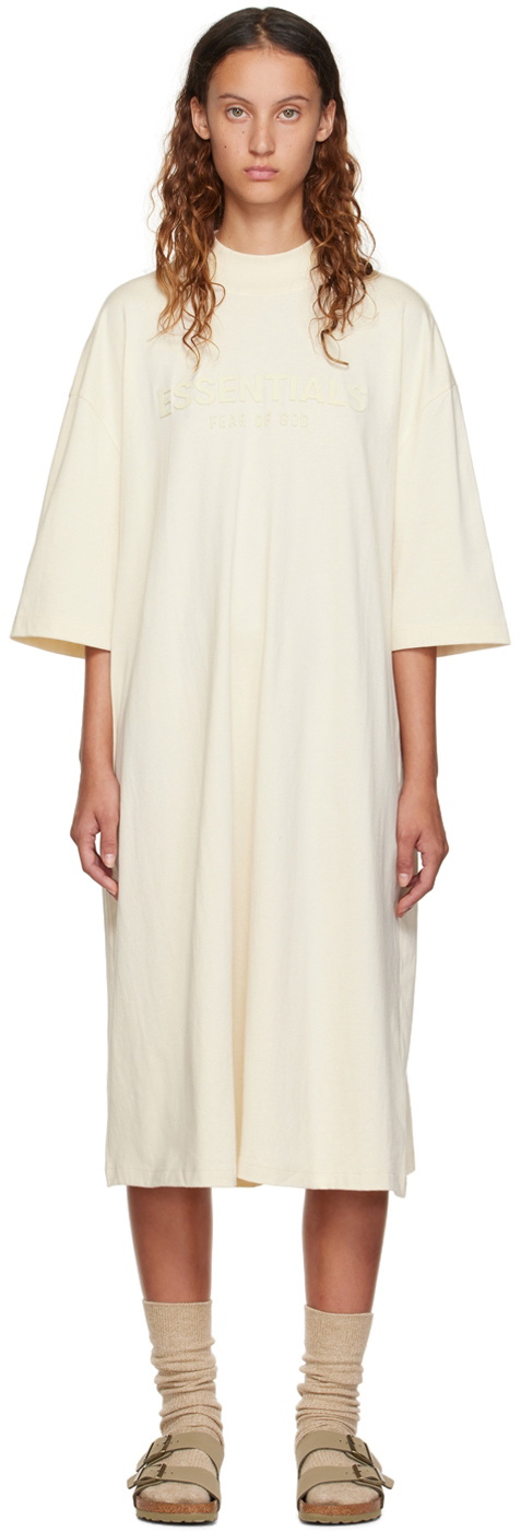 Essentials Off-White Short Sleeve Midi Dress