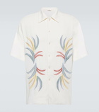 Commas Embroidered linen and cotton bowling shirt