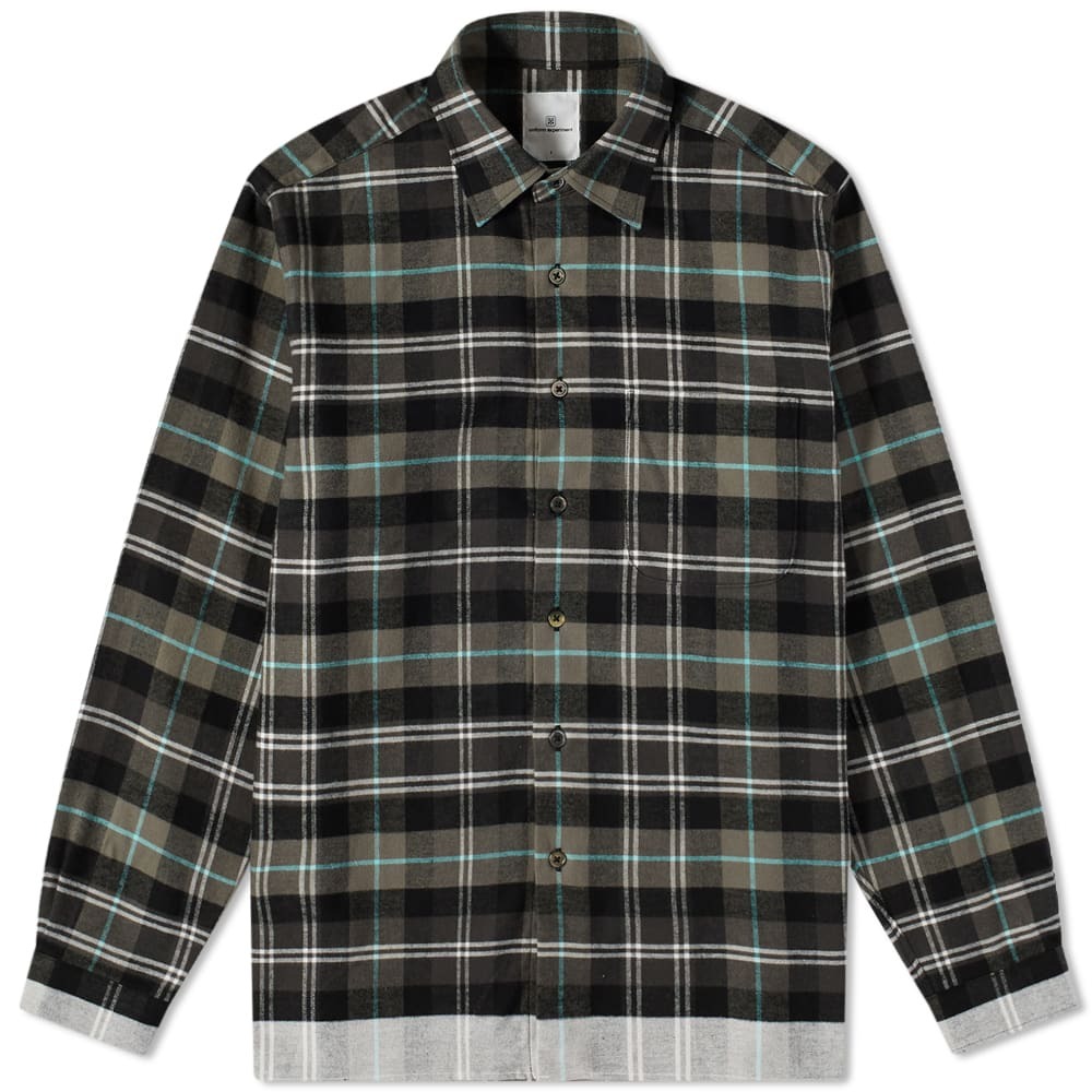 Uniform Experiment Men's Flannel Check Line Regular Shirt in Black