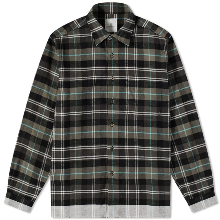 Photo: Uniform Experiment Men's Flannel Check Line Regular Shirt in Black