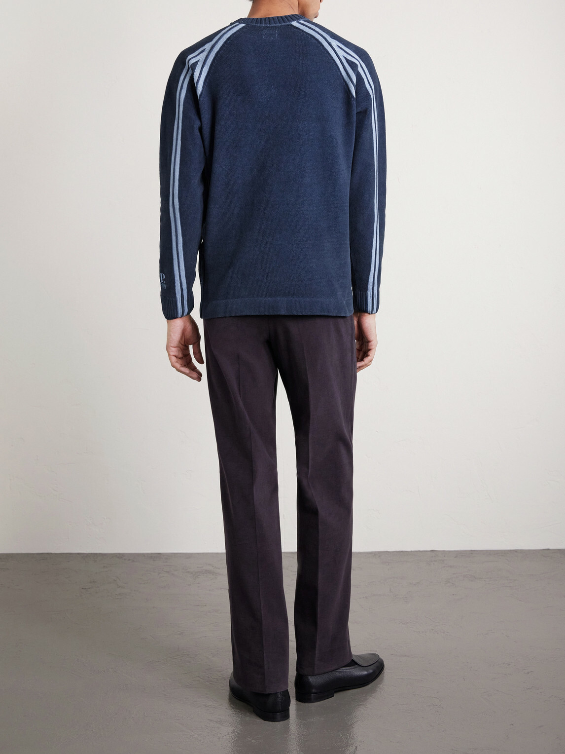 C.P. Company - Striped Logo-Embroidered Cotton-Chenille Sweater - Blue