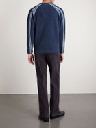 C.P. Company - Striped Logo-Embroidered Cotton-Chenille Sweater - Blue