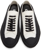 Jil Sander White & Black Canvas Low-Top Sneakers