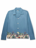 BODE - Ski Lift Camp-Collar Bead-Embellished Printed Woven Shirt - Blue