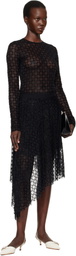 Givenchy Black Shiny Monogram 72 Tulle Bodysuit