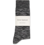Oliver Spencer Loungewear - Miller Mélange Stretch Cotton-Blend Socks - Gray green