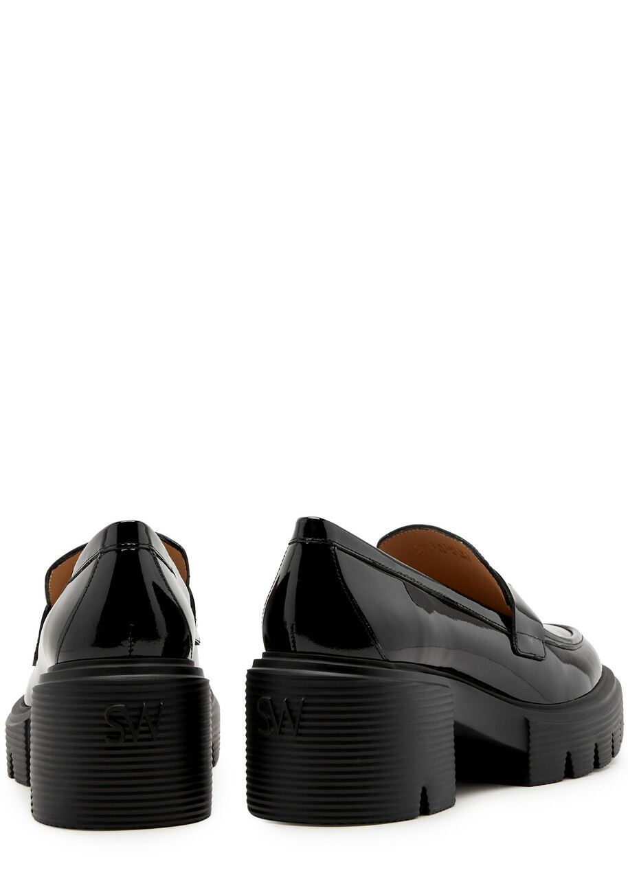 Stuart Weitzman Soho 75 Patent Leather Loafers Black