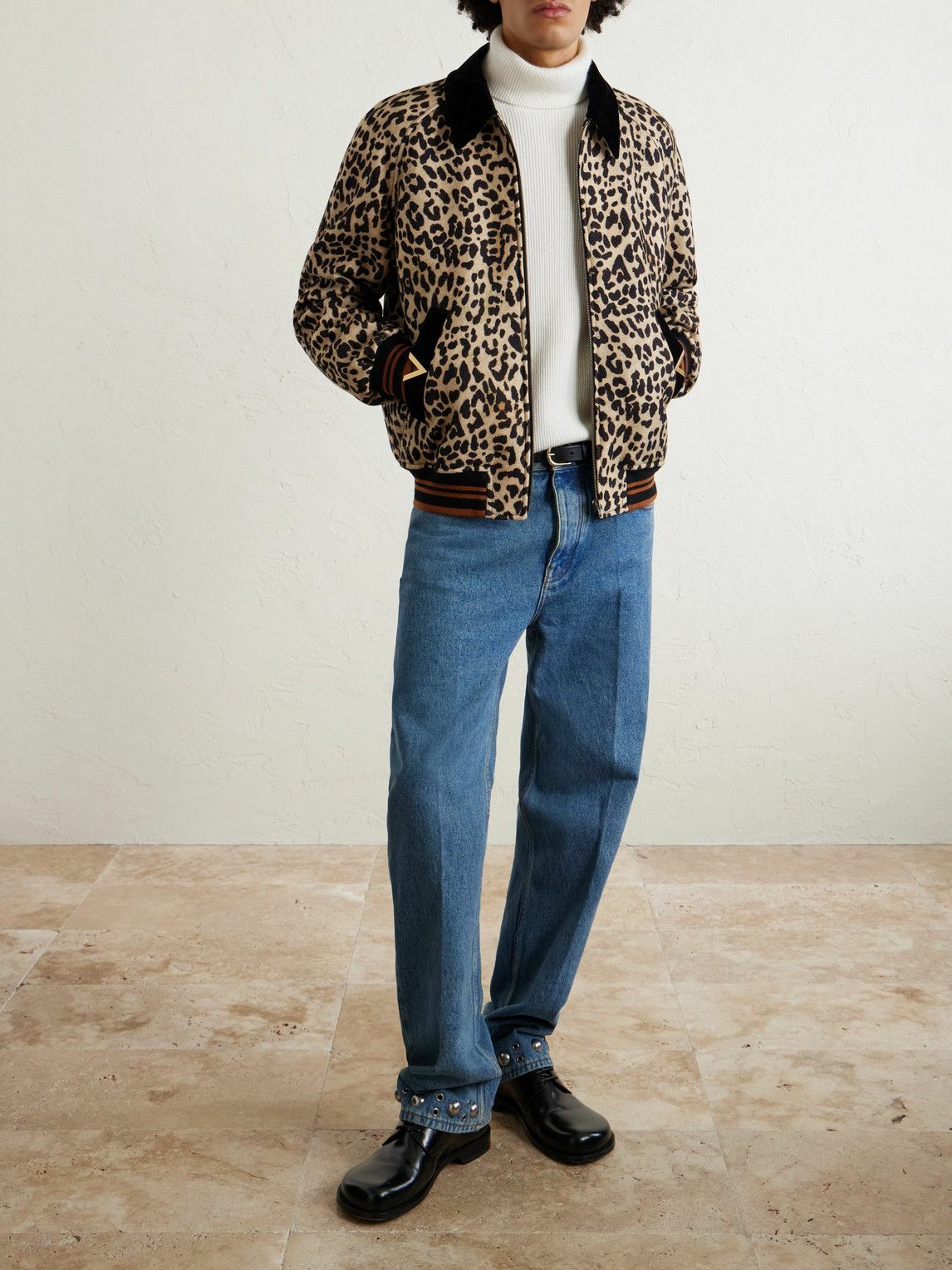 Valentino Garavani - Leopard-Print Wool-Twill Bomber Jacket - Brown