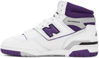 New Balance White & Purple 650 Sneakers