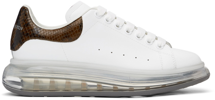 Photo: Alexander McQueen White & Tan Croc Clear Sole Oversized Sneakers