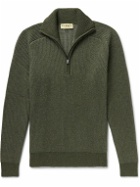 Purdey - Ribbed Cashmere Half-Zip Sweater - Green