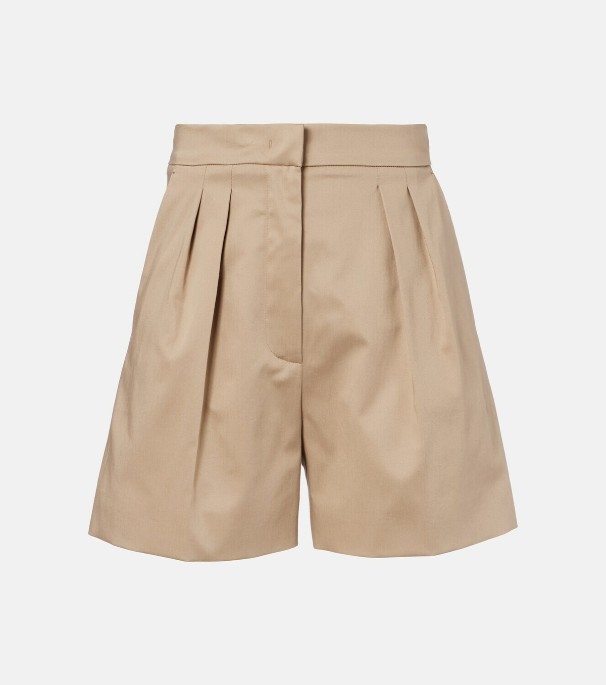 Max Mara Tabacco pleated cotton-blend shorts