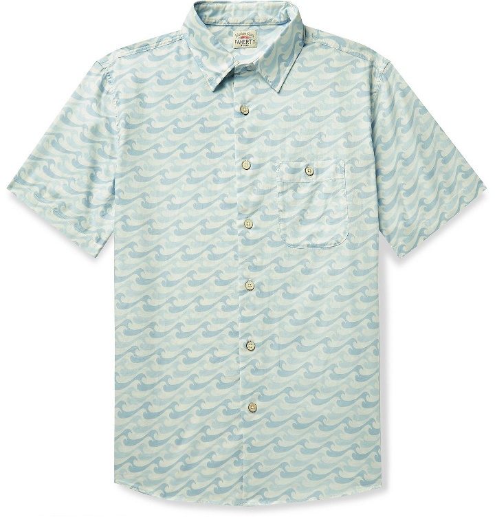Photo: Faherty - Playa Printed Cotton Shirt - Blue