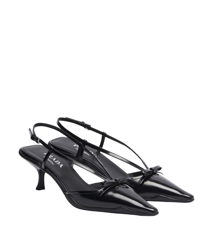 Photo: Prada Bow-detail leather slingback pumps