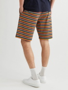 Paul Smith - Logo-Embroidered Striped Stretch-Cotton Jersey Drawstring Shorts - Blue