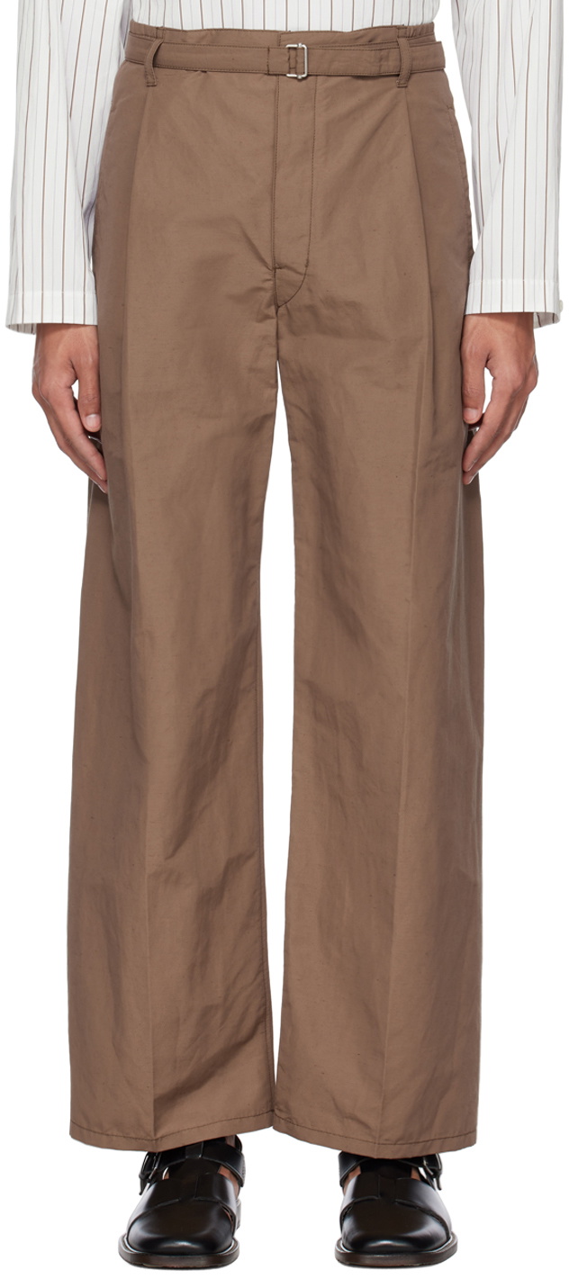 LEMAIRE Brown Belted Easy Trousers Lemaire