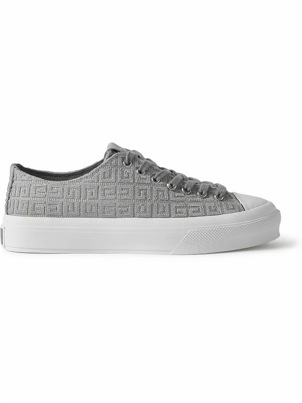 Photo: Givenchy - City Leather-Trimmed Logo-Jacquard Sneakers - Gray