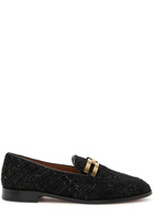 Aquazzura Brandi Tinsel-weave Tweed Loafers Black