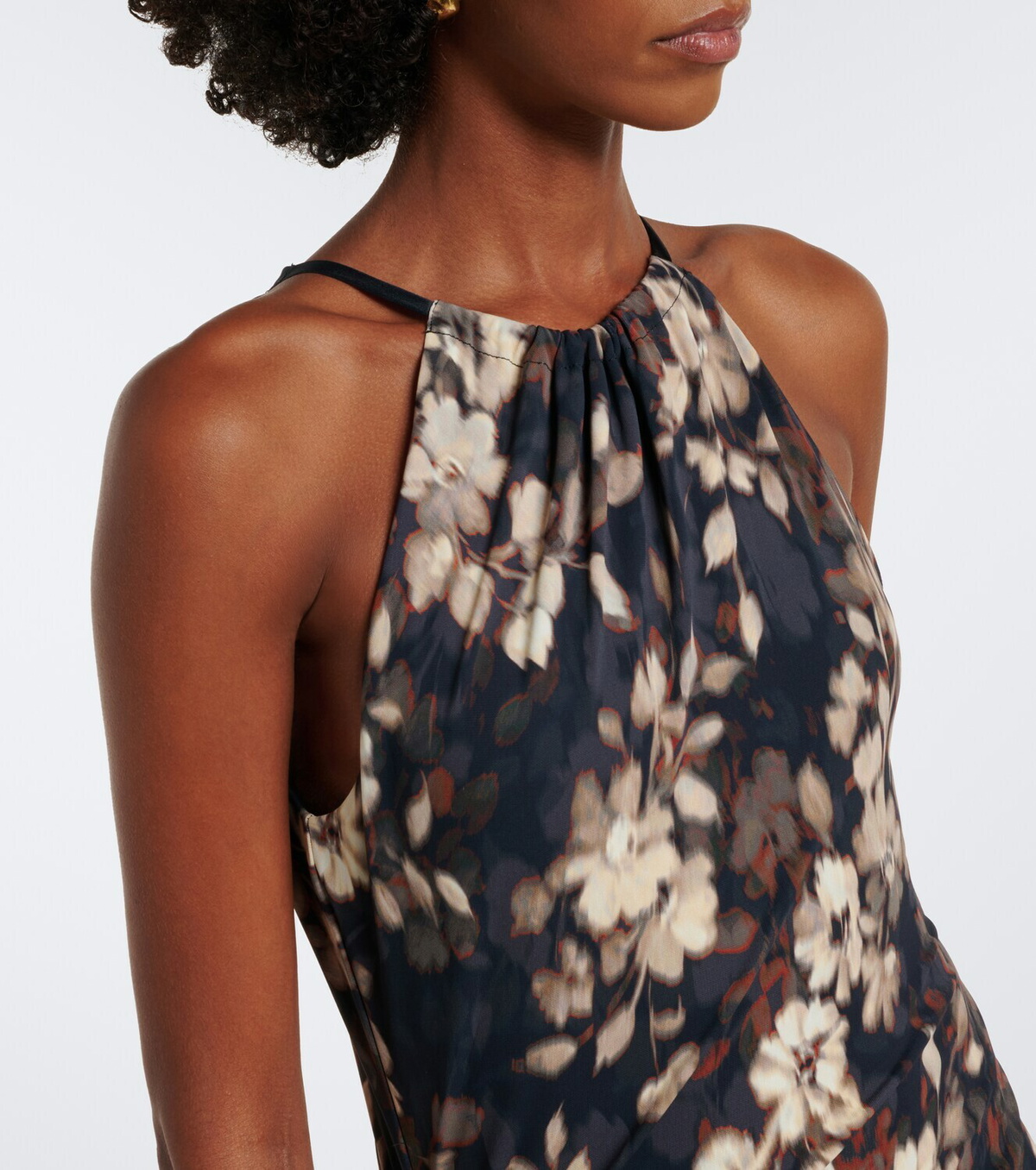 Simkhai Cerin gathered floral halterneck maxi dress