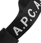 A.P.C. - Leather-Trimmed Logo-Jacquard Webbing Key Fob - Black