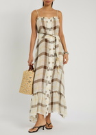 Lisa Marie Fernandez Checked Belted Linen-blend Maxi Dress Multicoloured