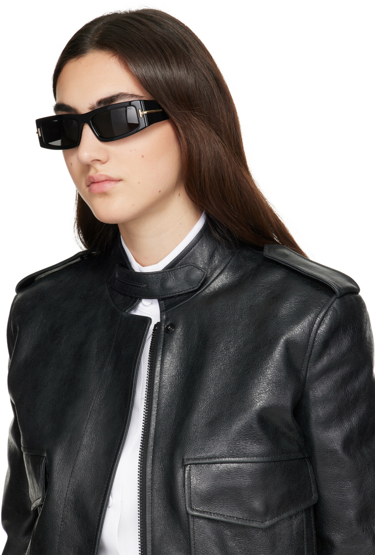 TOM FORD Black Icon Rectangular Acetate Sunglasses