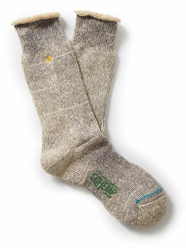 Photo: Anonymous ism - GOHEMP Embroidered Ribbed-Knit Socks