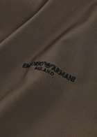 Emporio Armani Logo-embroidered Woven Shirt Brown
