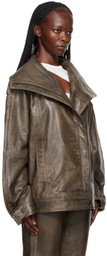 REMAIN Birger Christensen Brown Oversized Leather Jacket
