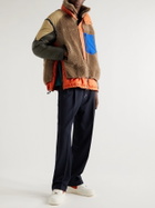 Sacai - Colour-Block Padded Shell and Wool-Fleece Jacket - Brown