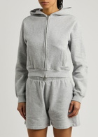 Represent Owners Club Cropped Hooded Cotton Sweatshirt Light Grey