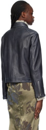 Youth Gray Paneled Leather Jacket
