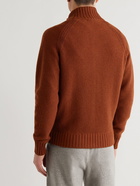 Loro Piana - Waffle-Knit Cashmere Zip-Up Cardigan - Orange