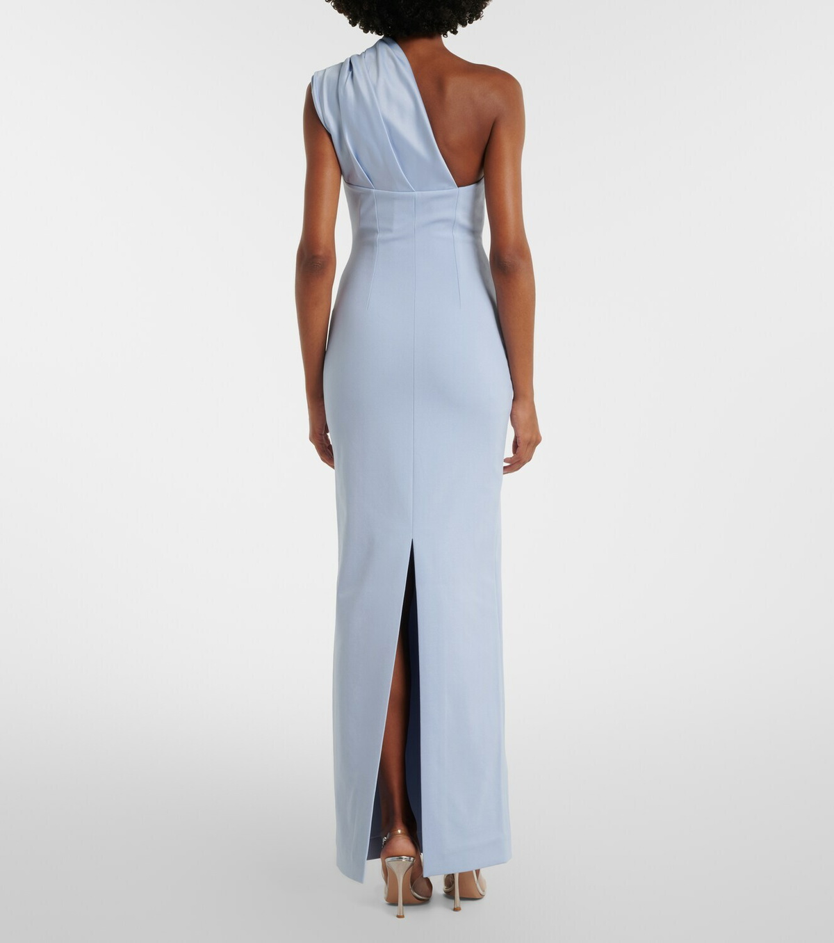 Solace London Gracie one-shoulder satin-trimmed gown