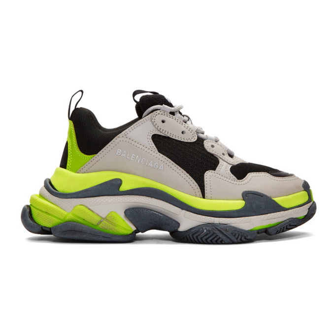 Photo: Balenciaga Grey and Yellow Triple S Sneakers