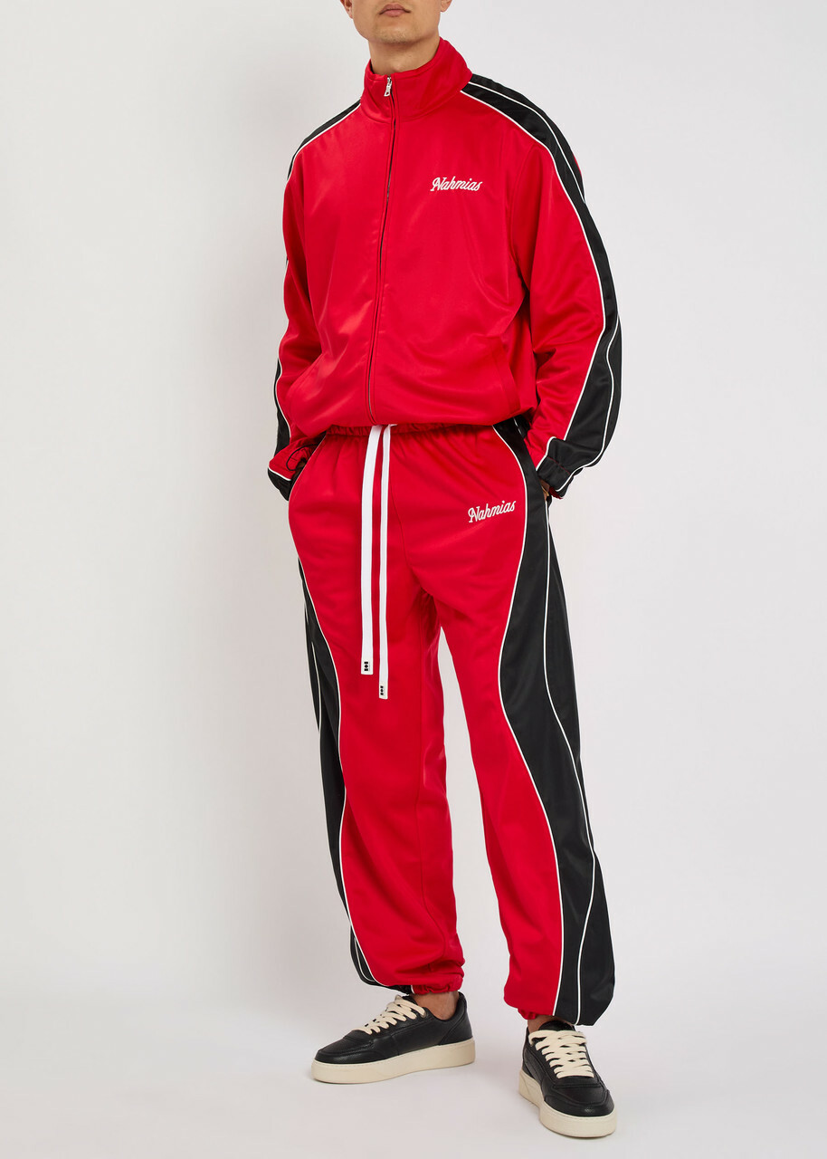 Nahmias Ollie Logo Panelled Jersey Track Pants Red