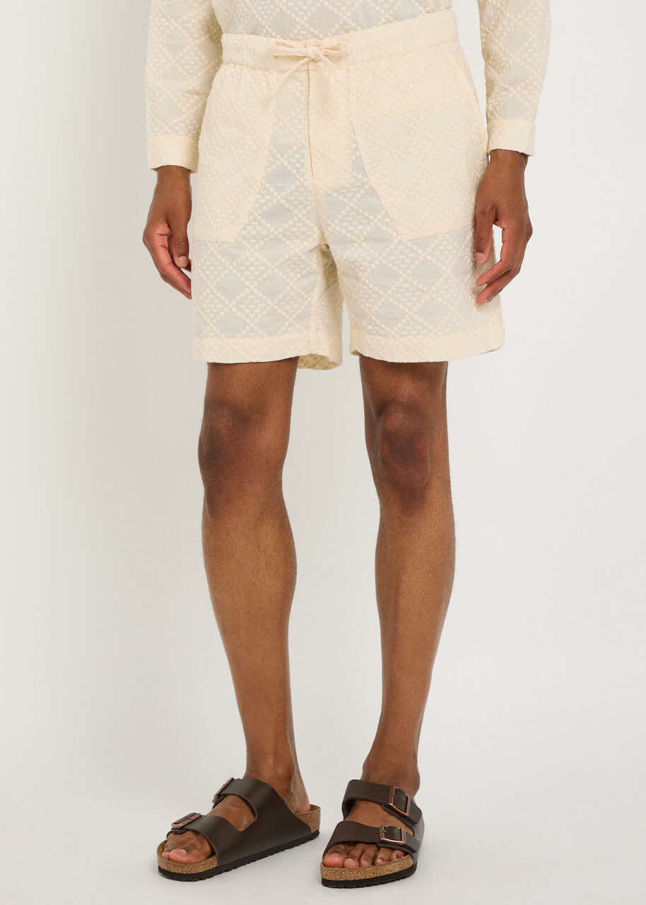 Smr Days Escobelle Embroidered Cotton Shorts Beige