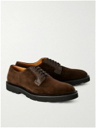 Paul Smith - Pebbled Leather-Trimmed Suede Derby Shoes - Brown
