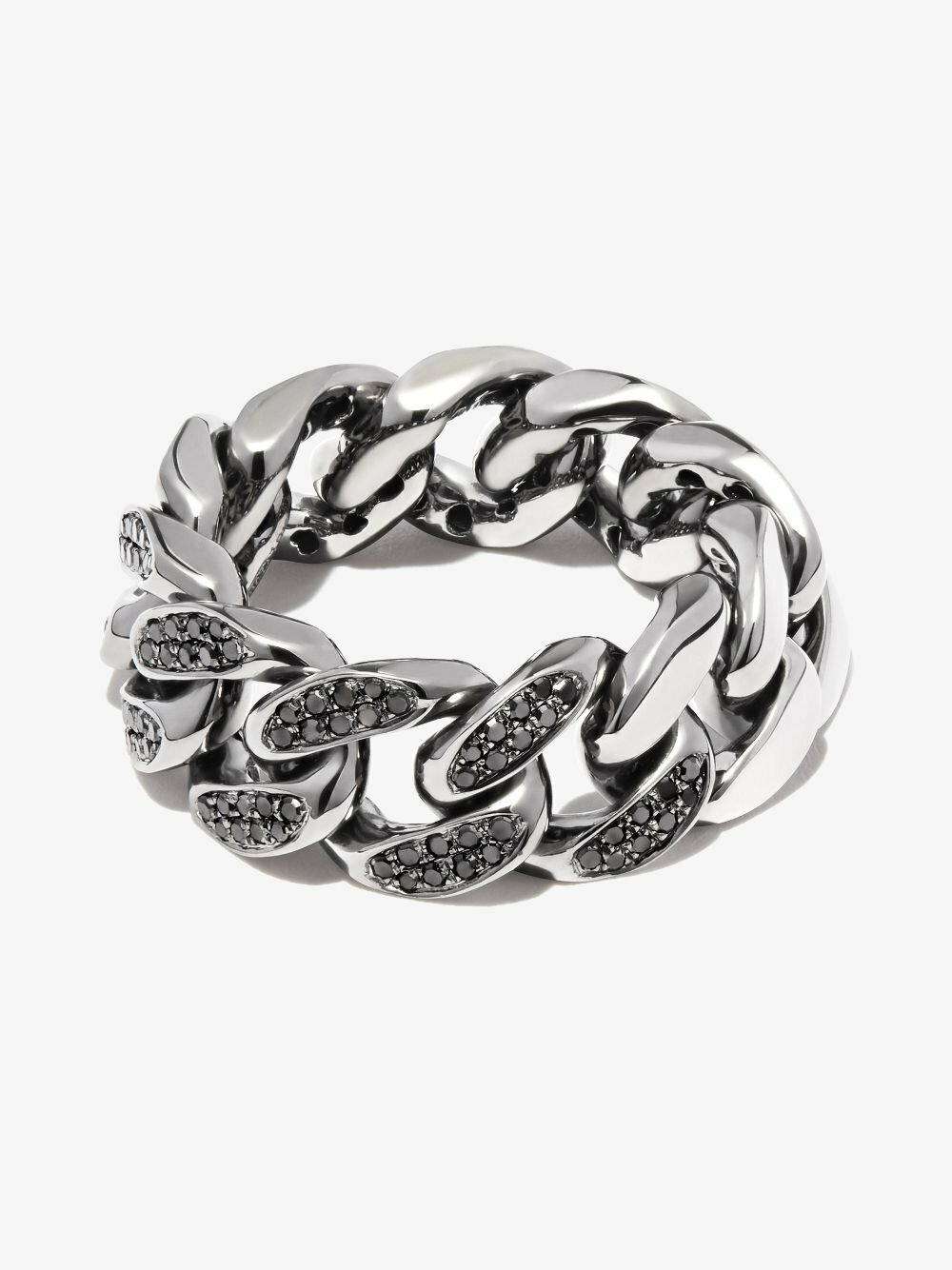 SHAY 18K Black Gold Flat Link Diamond Ring