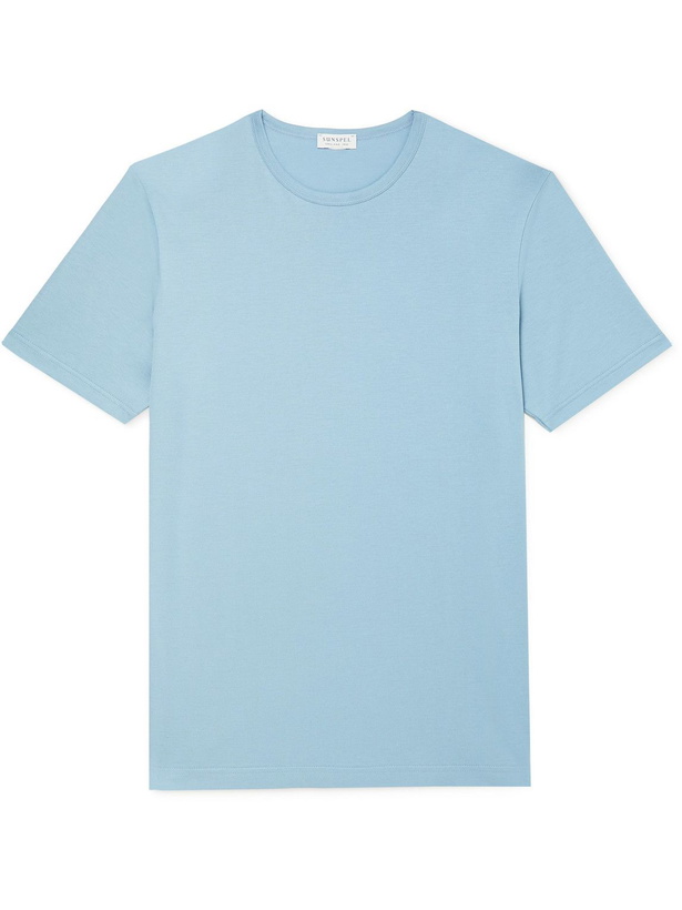 Photo: Sunspel - Slim-Fit Cotton-Jersey T-Shirt - Blue