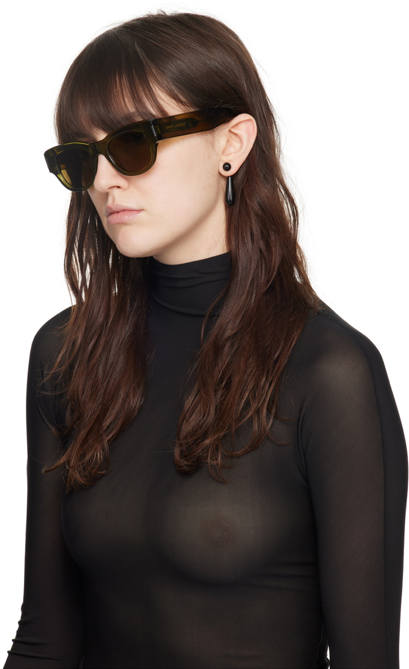 Saint Laurent SL 573 Sunglasses Saint Laurent Grey Square Ladies Sunglasses SL 573 001 49  main image 4