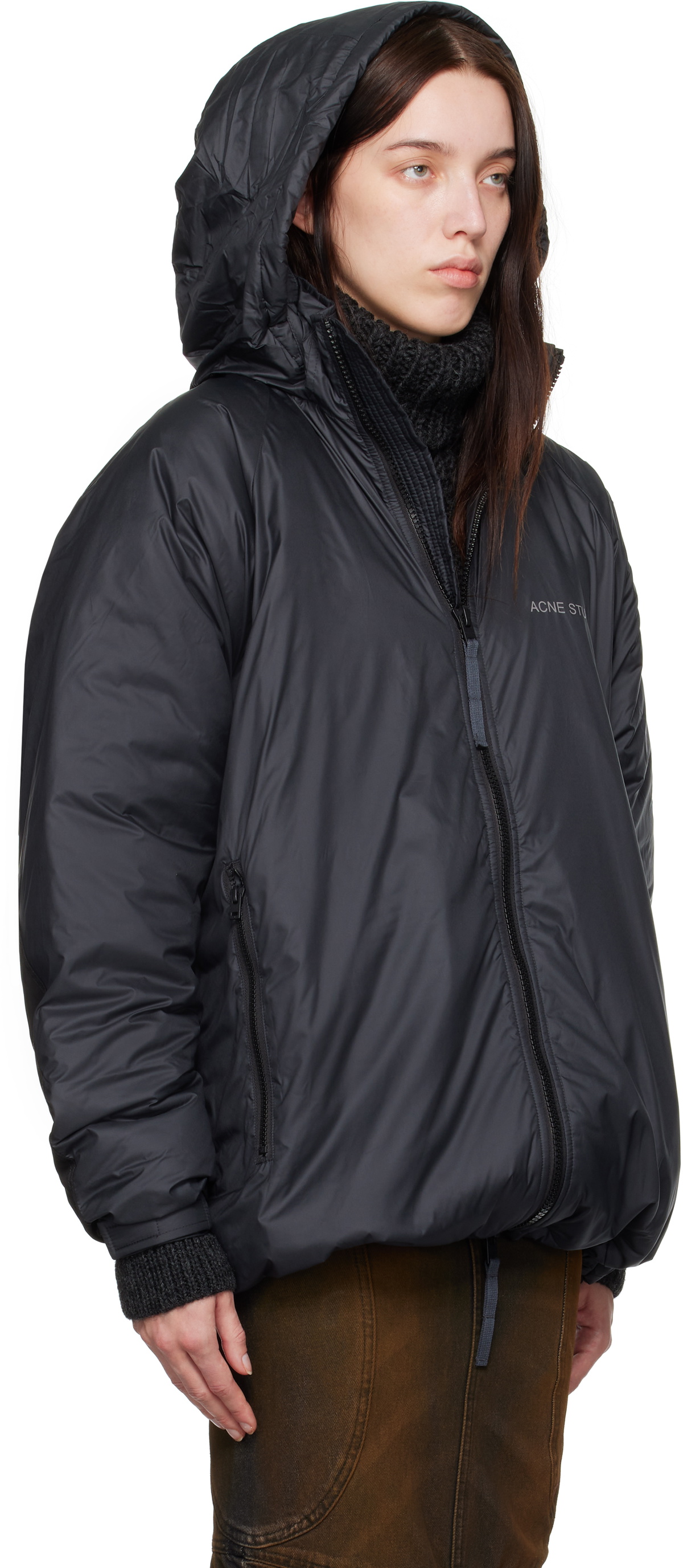 Acne Studios Black Reflective Logo Down Jacket