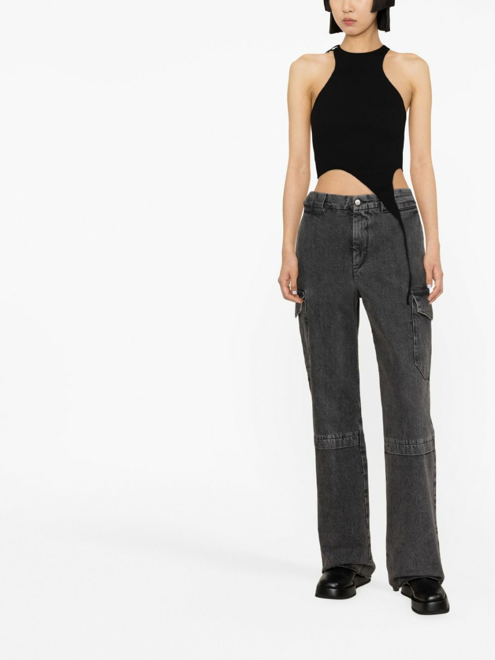 Ribbed Asymmetric Hem Crop Top