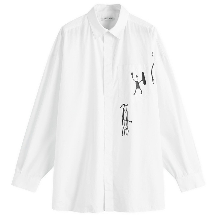 Photo: Wood Wood Men's Rofus Oversized Print Shirt in White