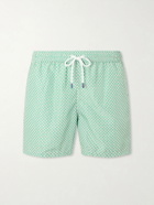FEDELI - Madeira Straight-Leg Mid-Length Printed Swim Shorts - Green