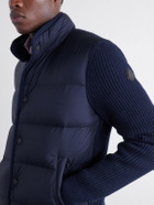 Moncler - Ribbed Wool and Quilted Shell Down Jacket - Blue