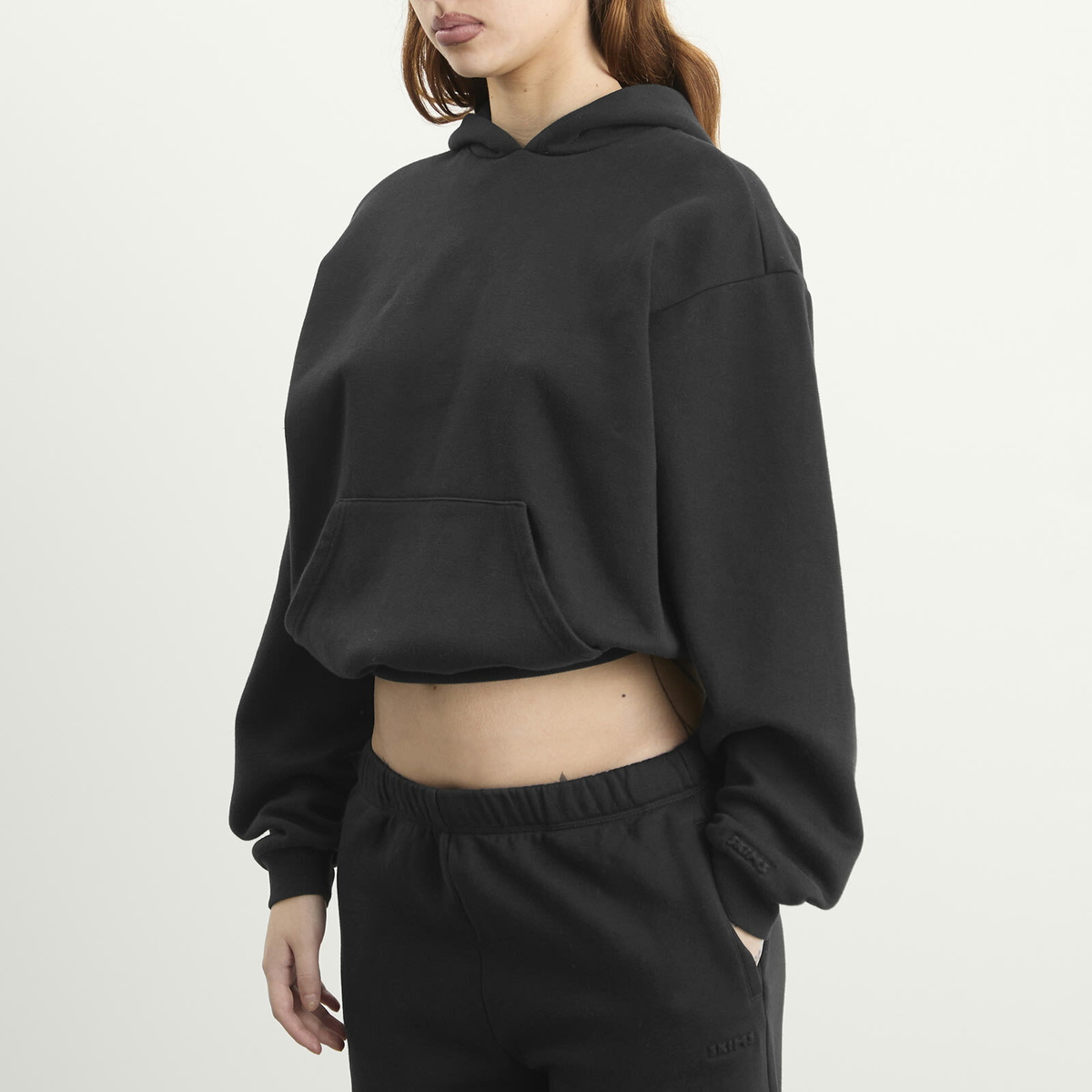 SKIMS Women's Cotton Fleece Classic Pullover Hoodie in Onyx
